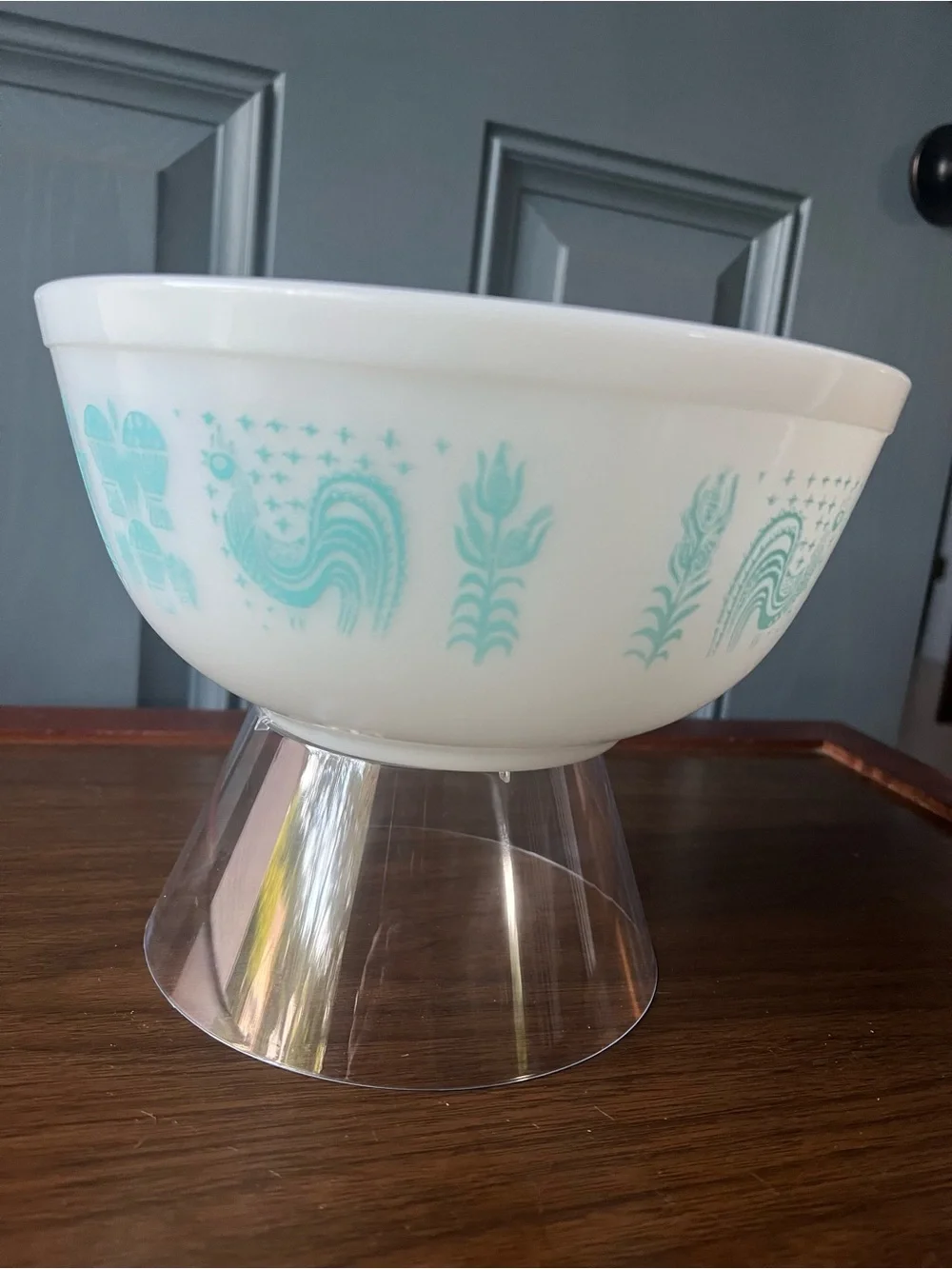 Vintage Pyrex Amish Butterprint Turquoise on White 2.5 Quart Mixing Bowl #403